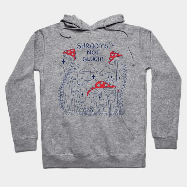 Shrooms, Not Plant (Mushrooms) - Red/Blue Hoodie by awesomesaucebysandy